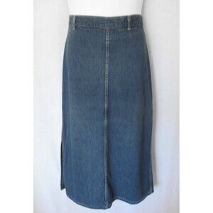 Time and Place Vintage 70s Blue Denim Cotton Midi Skirt Medium